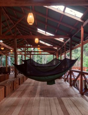 amazon camp lodge - here you can see the hammock accommodation for our guests